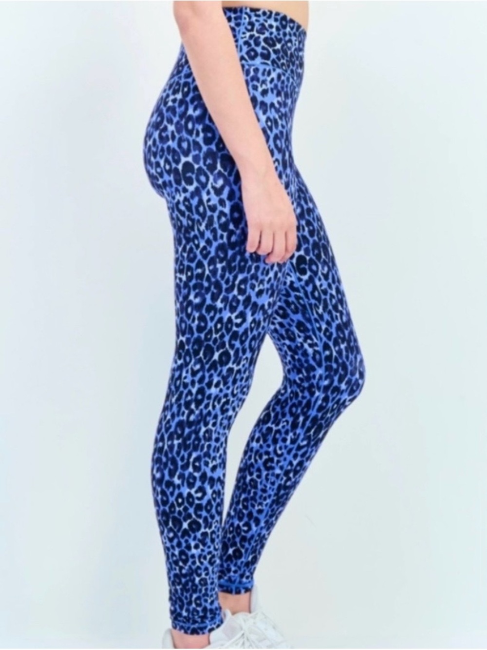 Aerie Blue Leopard Print High-Waist Crossover Leggings